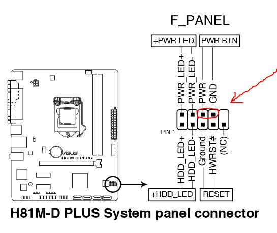 Asus b75m plus подключение передней панели