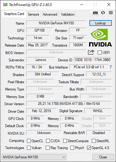 Nvidia mx150 cuda hot sale