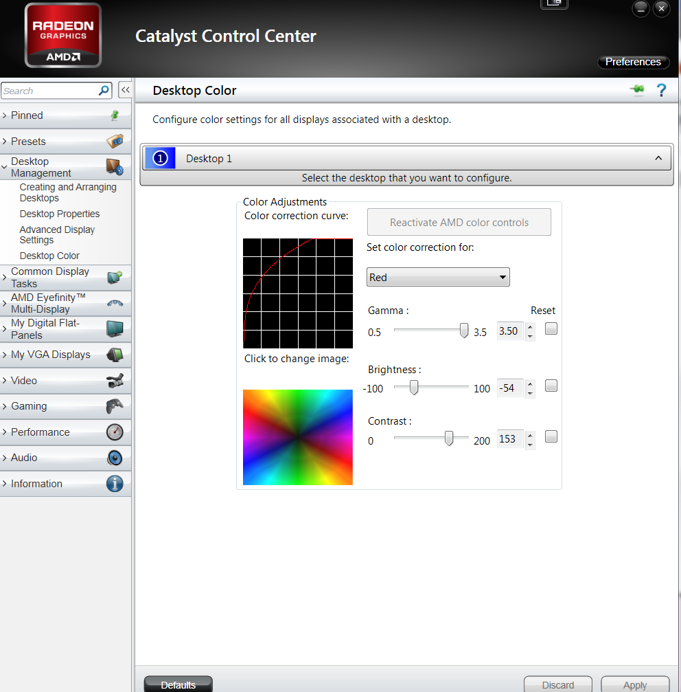 Cannot adjust gamma settings inside AMD Catalyst Control Center