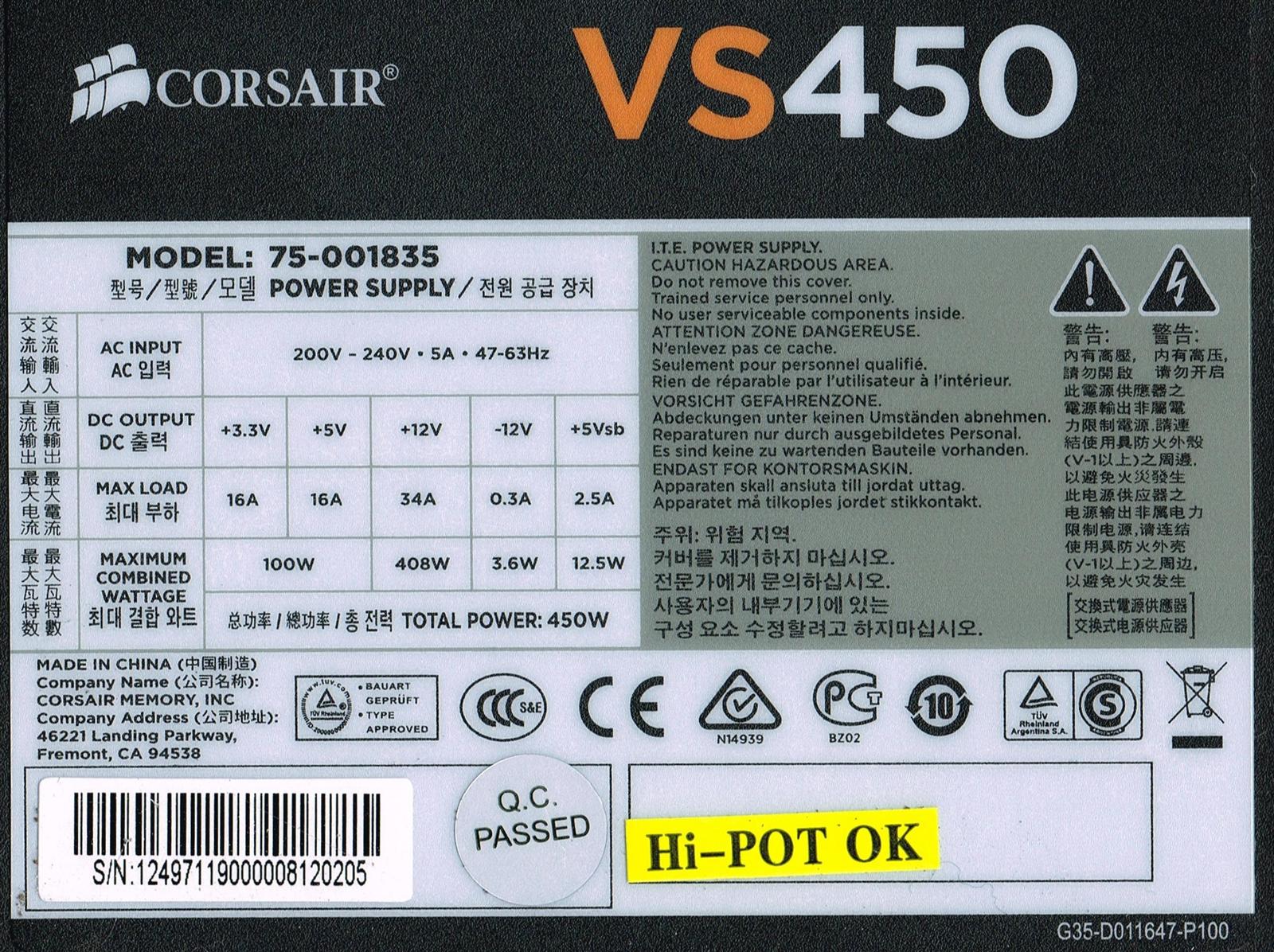 Påvirke Layouten Forurenet Is Corsair VS450 power supply enough for me? | Tom's Hardware Forum