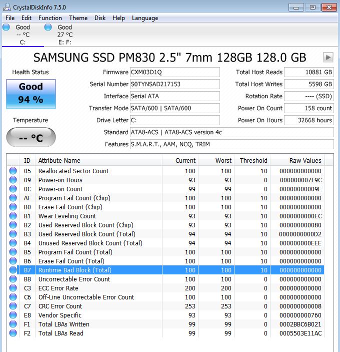 Hdd crystal disk info